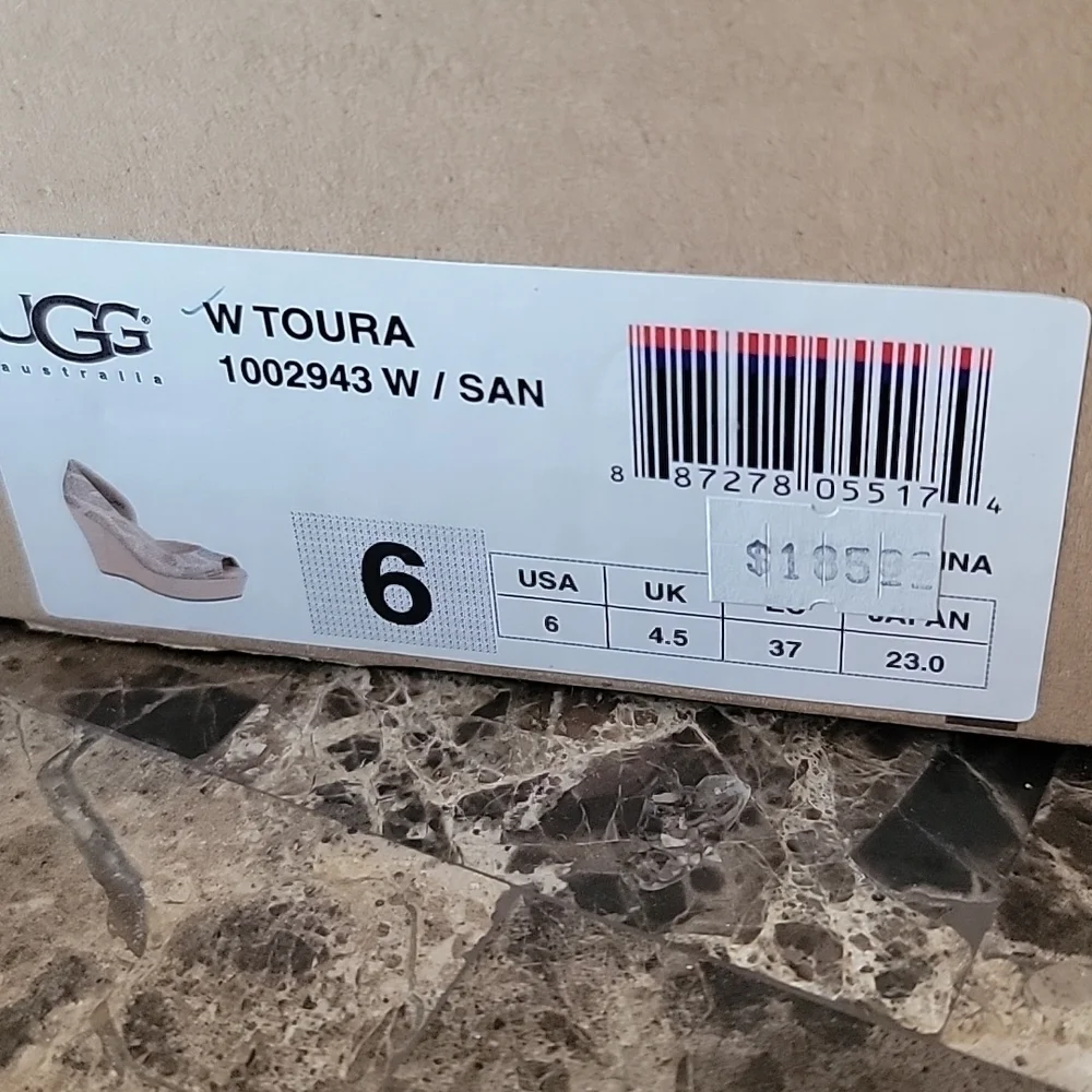 UGG Toura Snake Print Peep-toe Embossed Wedge 6